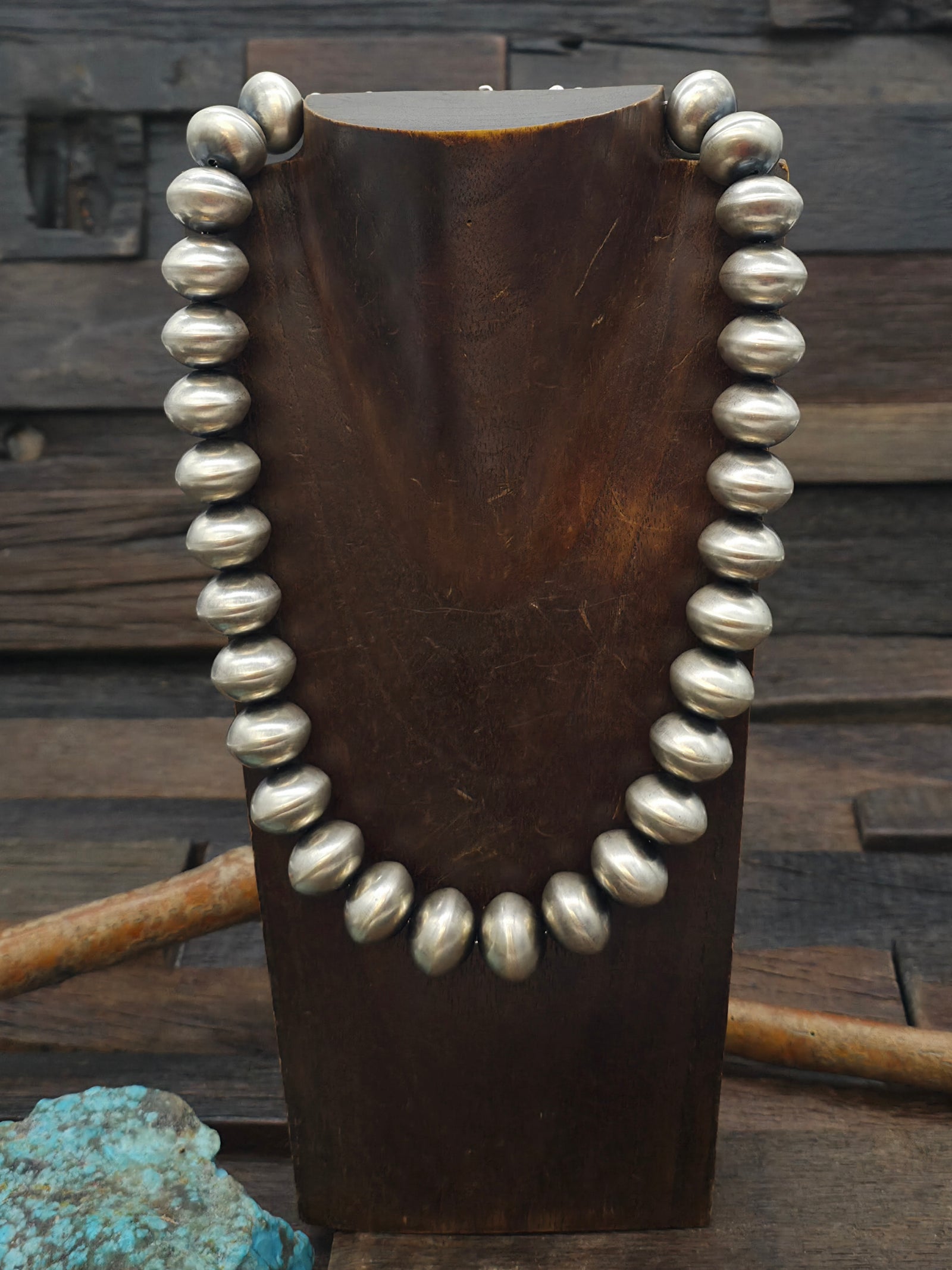 Sterling Silver Navajo Pearl Necklace by Bryannen Halwood - 20 in. 1 in. Semi Bead