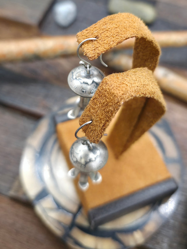 Mercury Dime Squash Blossom Earrings with Sterling Silver