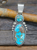 Sterling Silver Two-Stone Turquoise Pendant by Paul Livingston