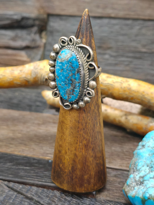 Sterling Silver Turquoise Statement Ring by Leslie Nez - Size 9 1/2