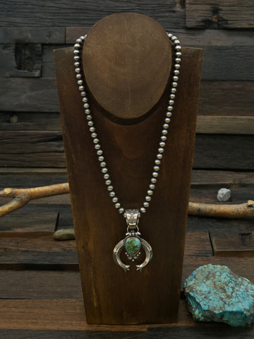 Boulder Turquoise Lariat Necklace by Darrin Livingston 18 in.