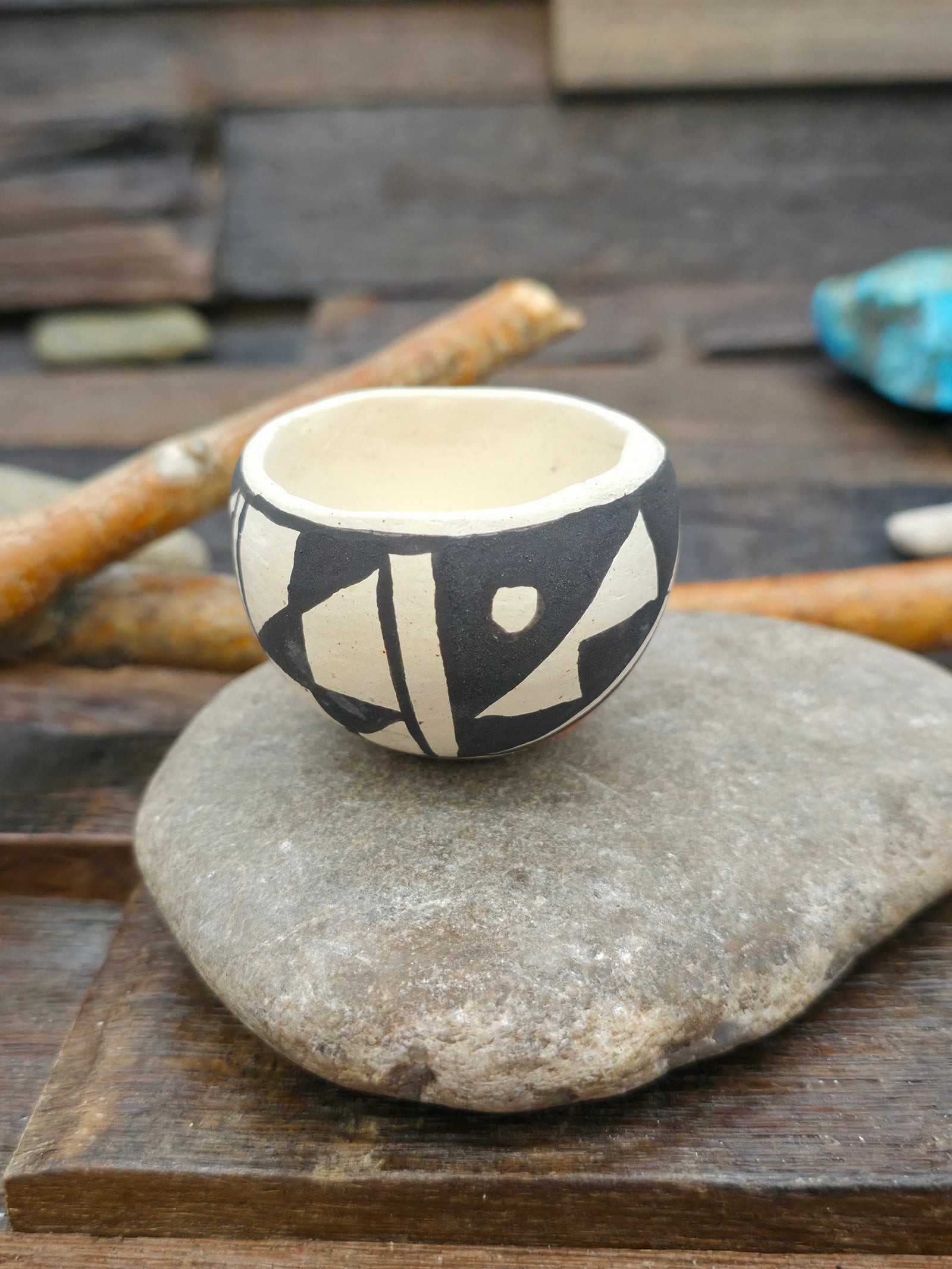 Mini Handmade Acoma Pot by Joyce Lucero - 1 1/2 in. by 1 1/2 in. by 1 1/2 in.