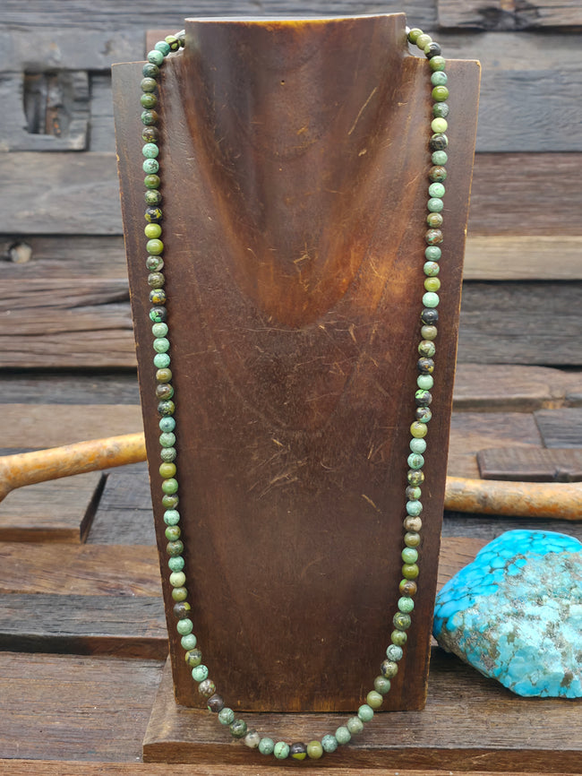 Green Skyhorse Turquoise Spherical Bead Necklace - 25 in.