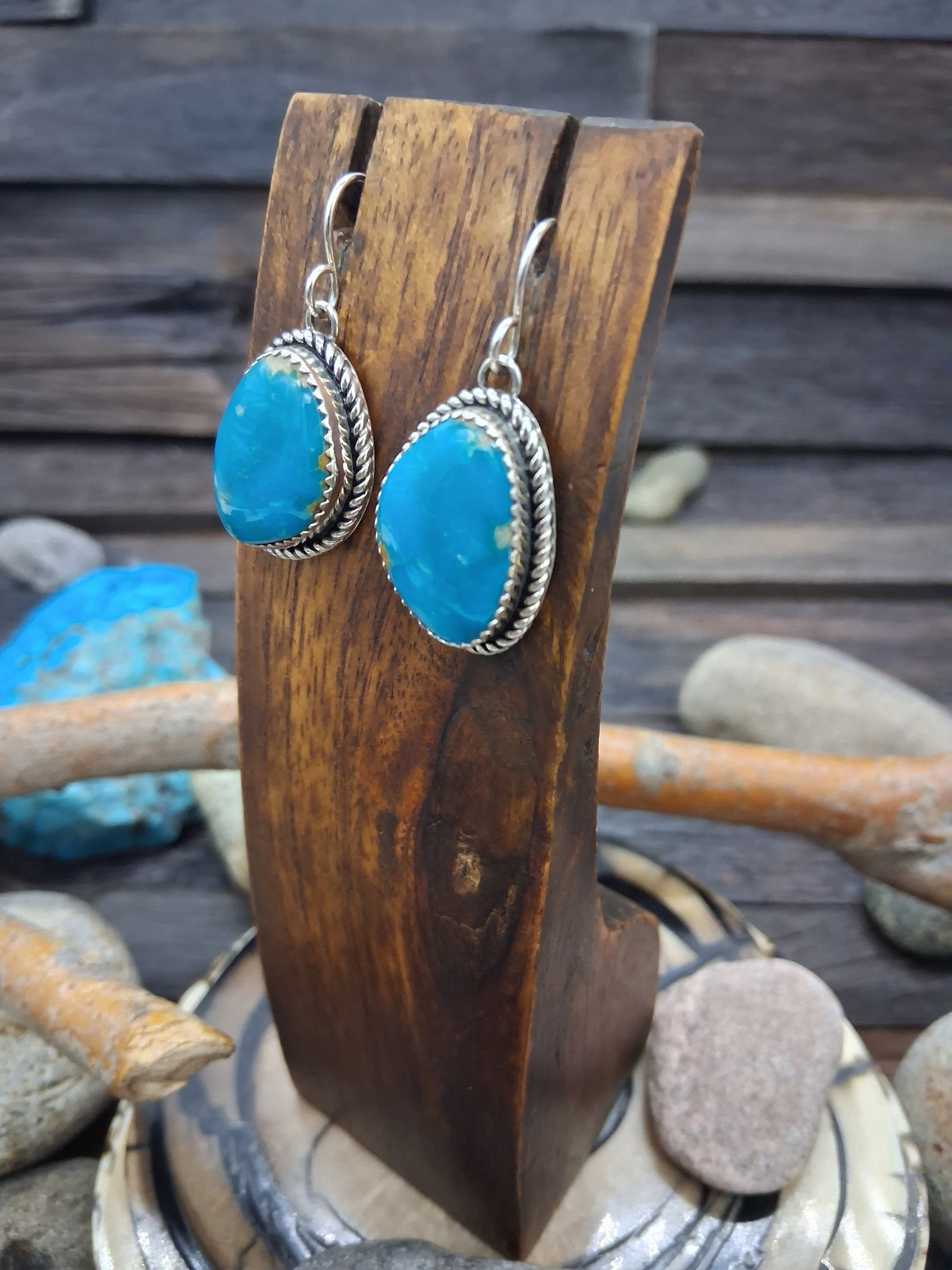 Sterling Silver Turquoise dangle earrings by Rosella Paxton