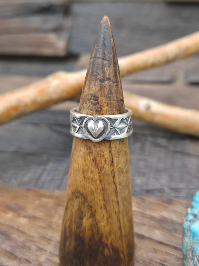 Stamped Sterling Silver Heart Ring by Bo Reeves - Size 10 1/2