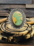 Green Turquoise Sterling Silver Cuff by Leon Martinez - 6 1/2 in.