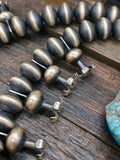 Sterling Silver Royston Turquoise Squash Blossom Necklace by Ernest Begay and Ernest Begay Jr.- 28 in.