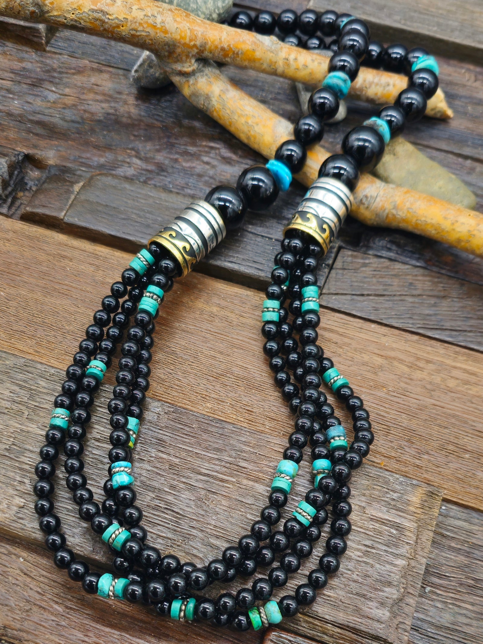 Multistrand Black Onyx Necklace by Rose Singer - 29 in.