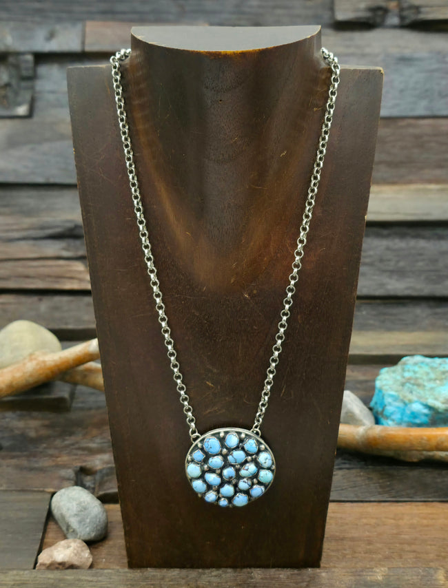 Sterling Silver Golden Hills Turquoise Cluster Pendant Necklace - 16 in.
