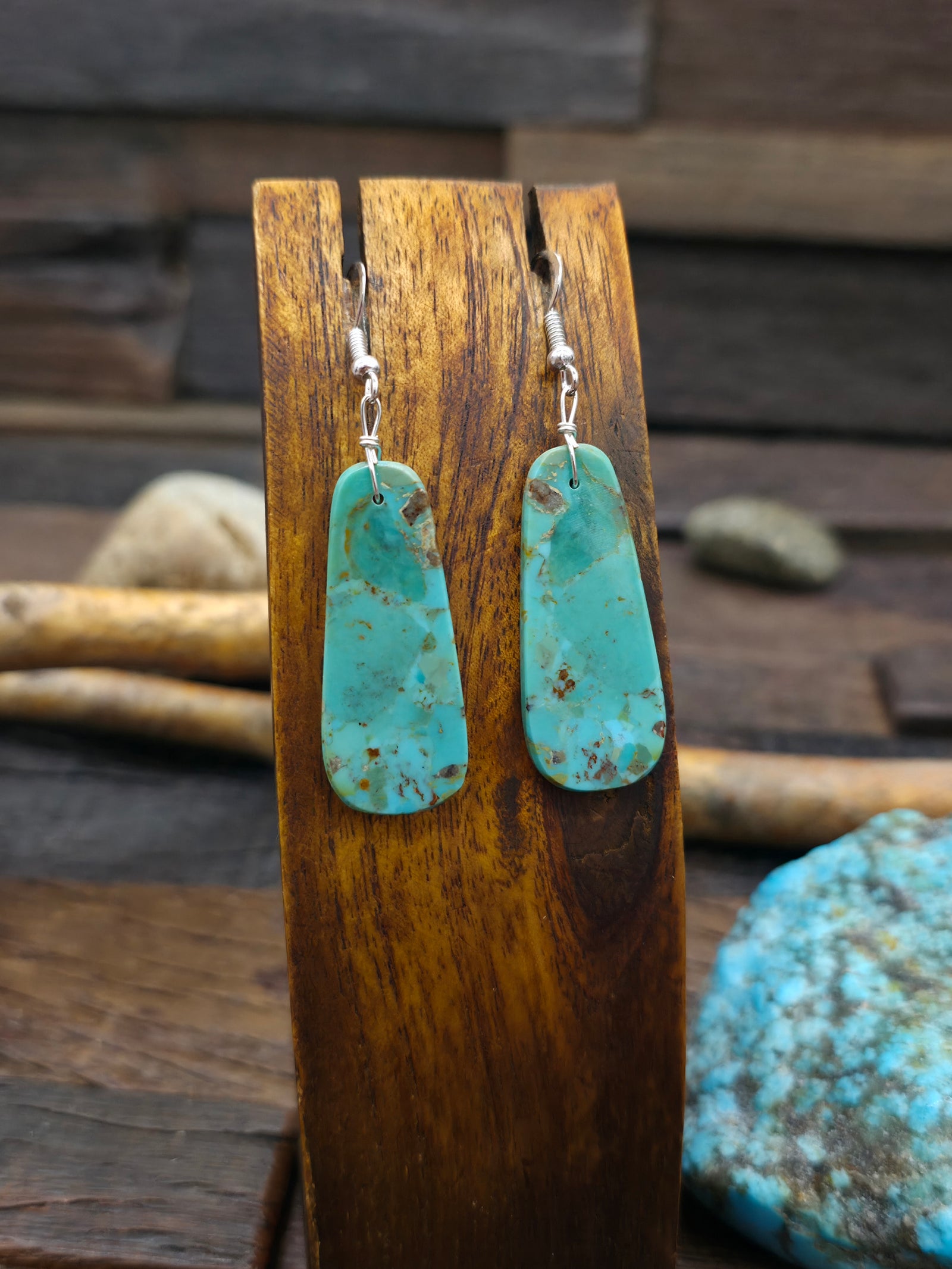 Turquoise Slab Earrings by Robert Crespin