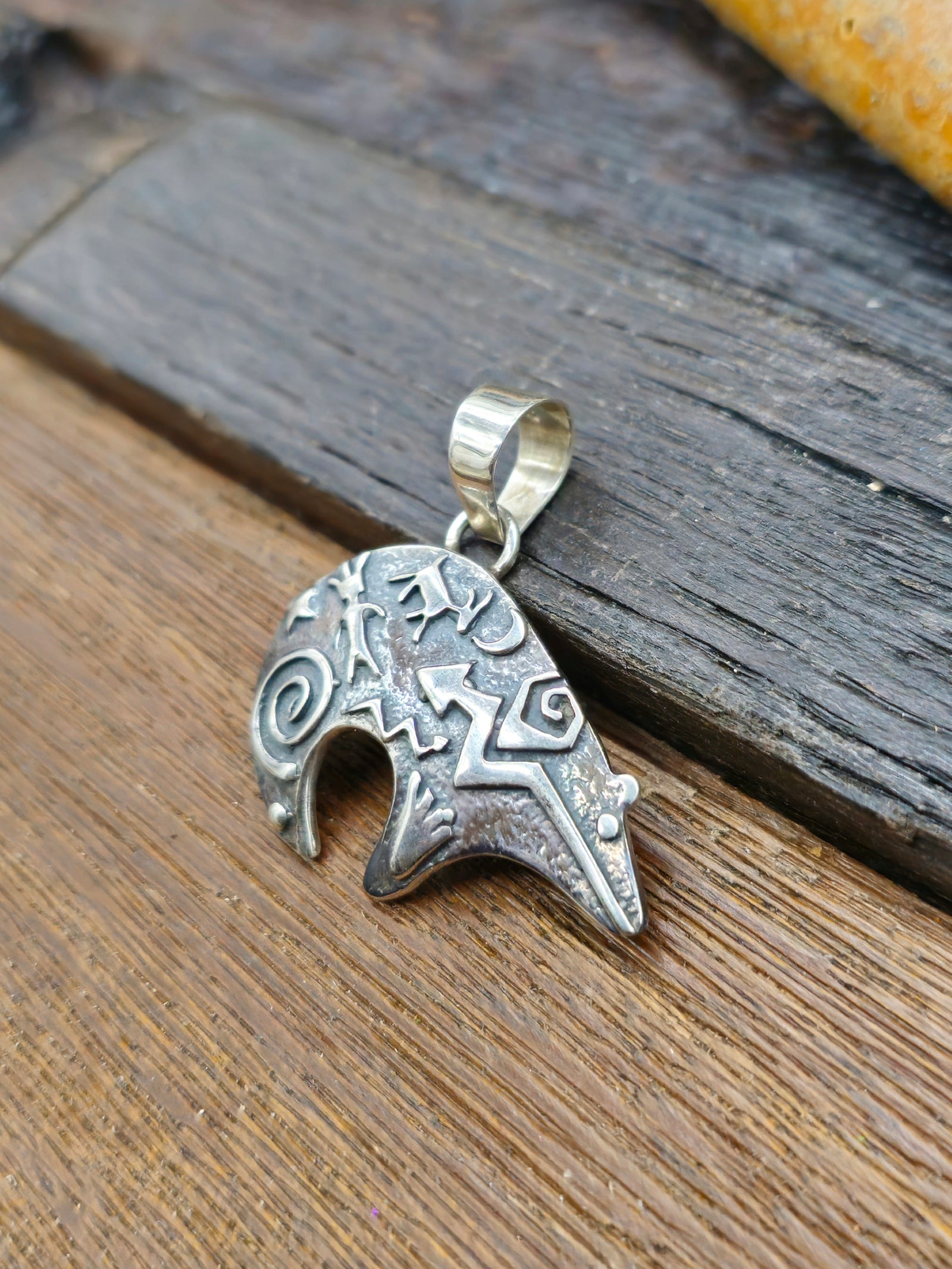 Sterling Silver Petroglyph Bear Pendant