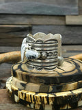 Stamped Sterling Silver and White Buffalo Cuff by Albert Jake  - 6 1/4 in.