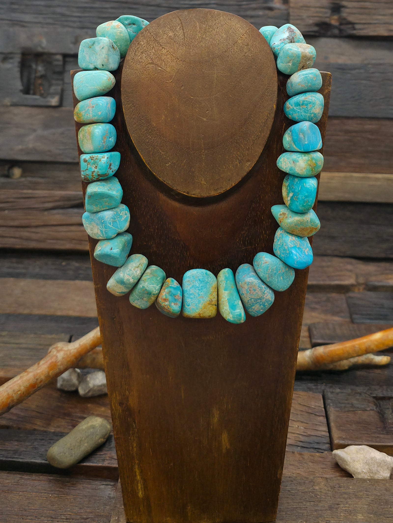 Chunky Sky Horse Turquoise Nugget Necklace - 18 in.