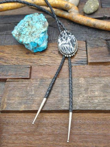 Sterling Silver Kingman Turquoise Bolo Tie by Michael Perry - 46 in.
