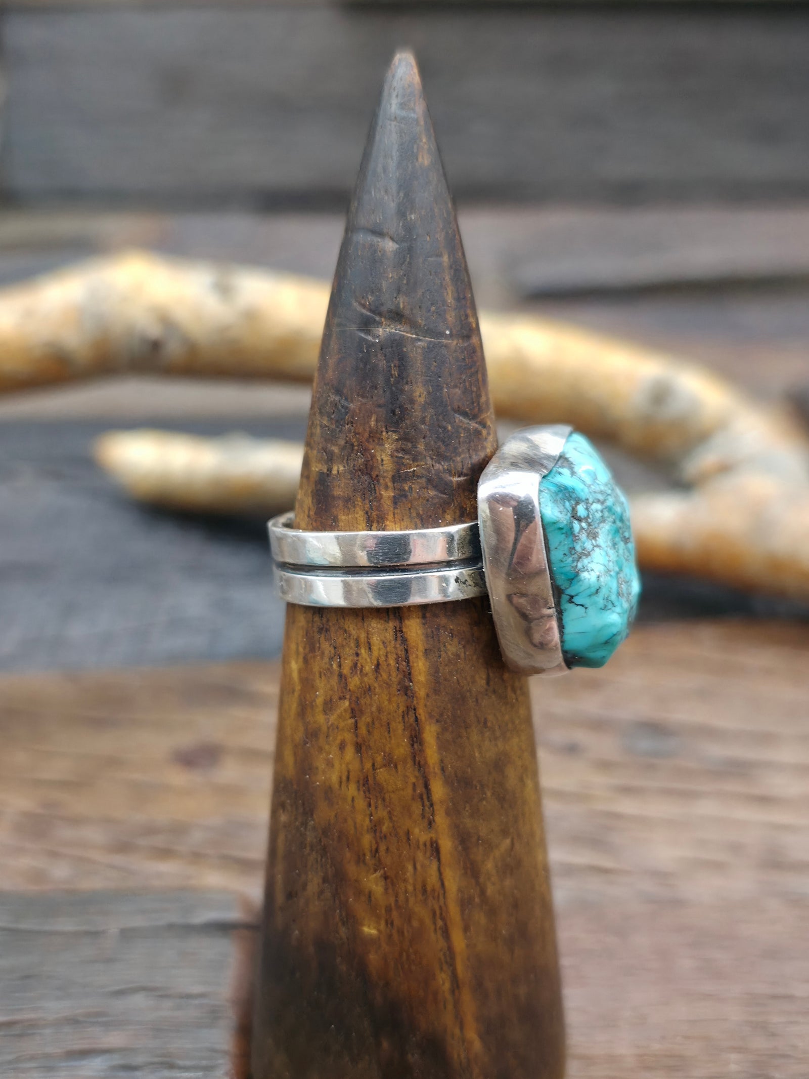 Sterling Silver Morenci Turquoise Nugget Ring by Jacob Troncosa - Size 11