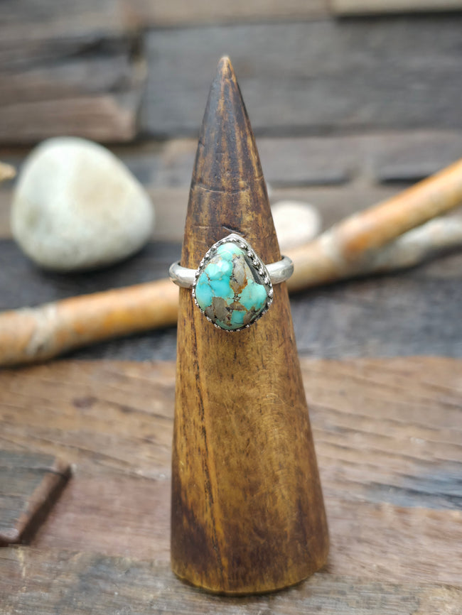 Sterling Silver Turquoise Cocktail Ring by JT - Size 10