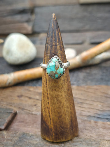 Sterling Silver Turquoise Wraparound Ring by Sheena Jack - Adjustable