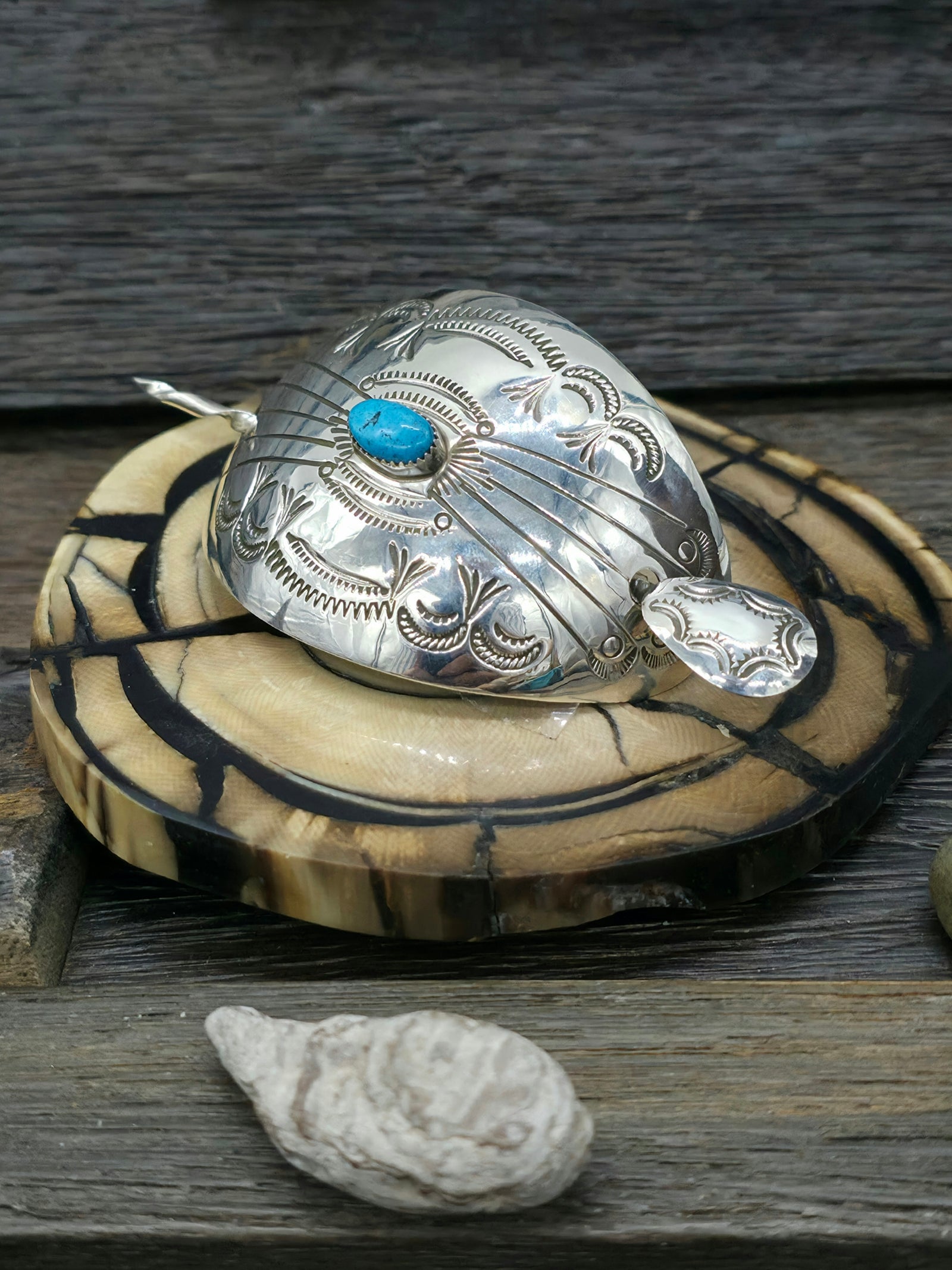 Sterling Silver and Turquoise Stick Barrette by Jolene Begay - Designs Vary