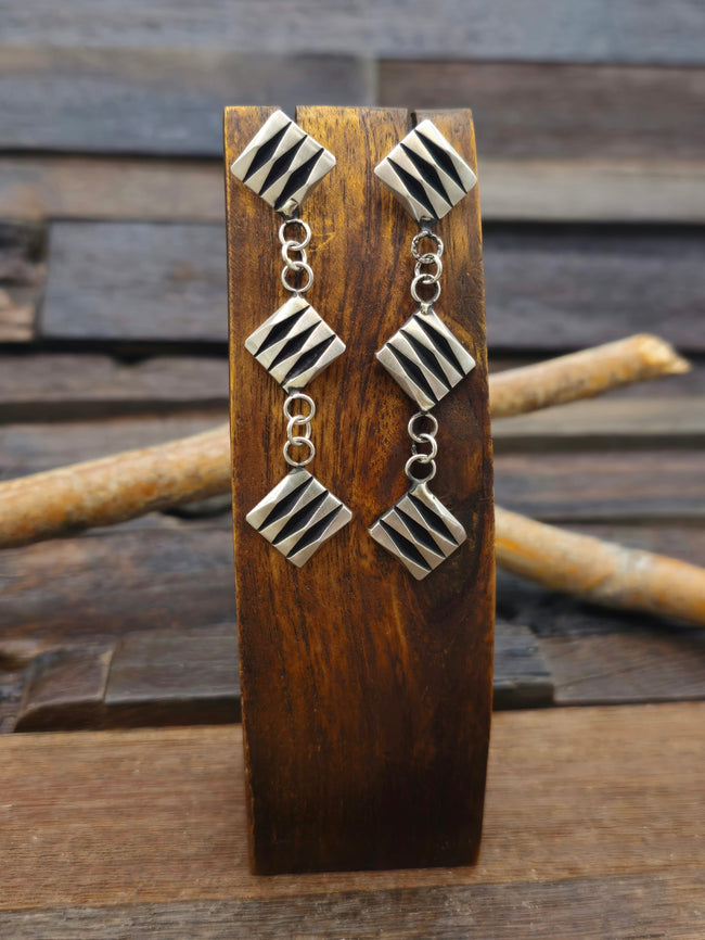 Sterling Silver Three Tier Earrings by Rhonda Largo