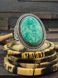 Large Stone Turquoise Cuff by Leon Martinez 7 in.
