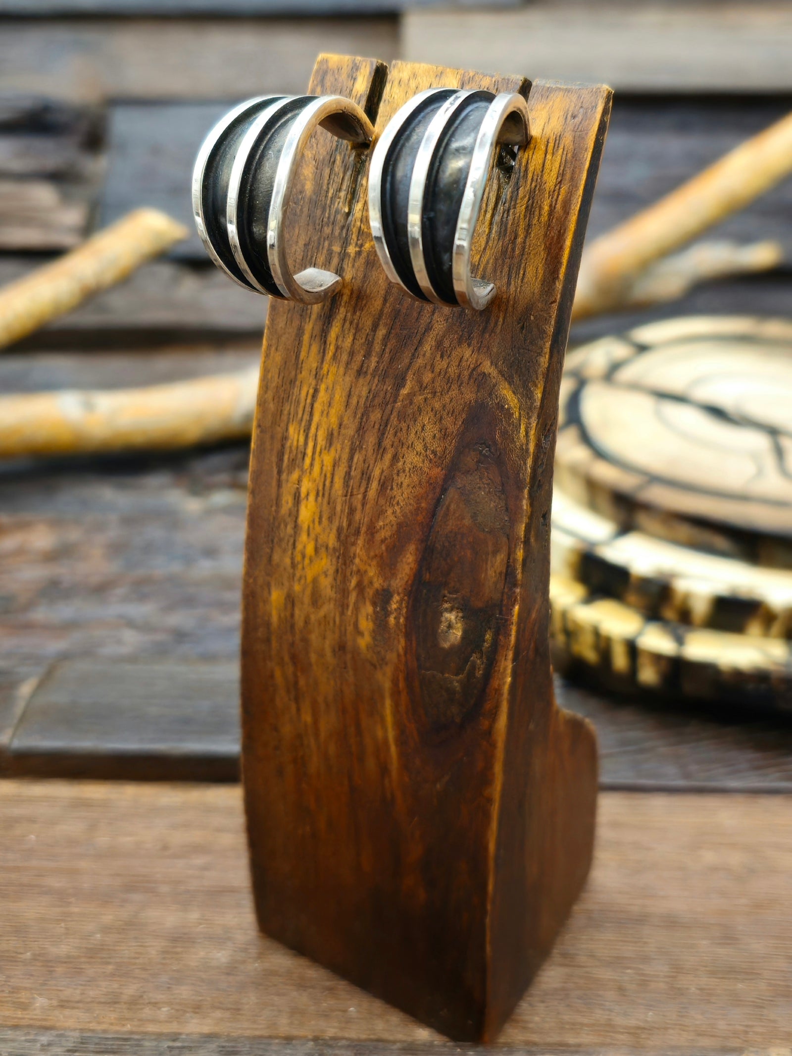 Sterling Silver Hoop Earrings by Tom Hawk