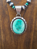 Green Turquoise Oxidized Sterling Silver Bead Necklace and Hook Dangle Earring Set - 18 in.