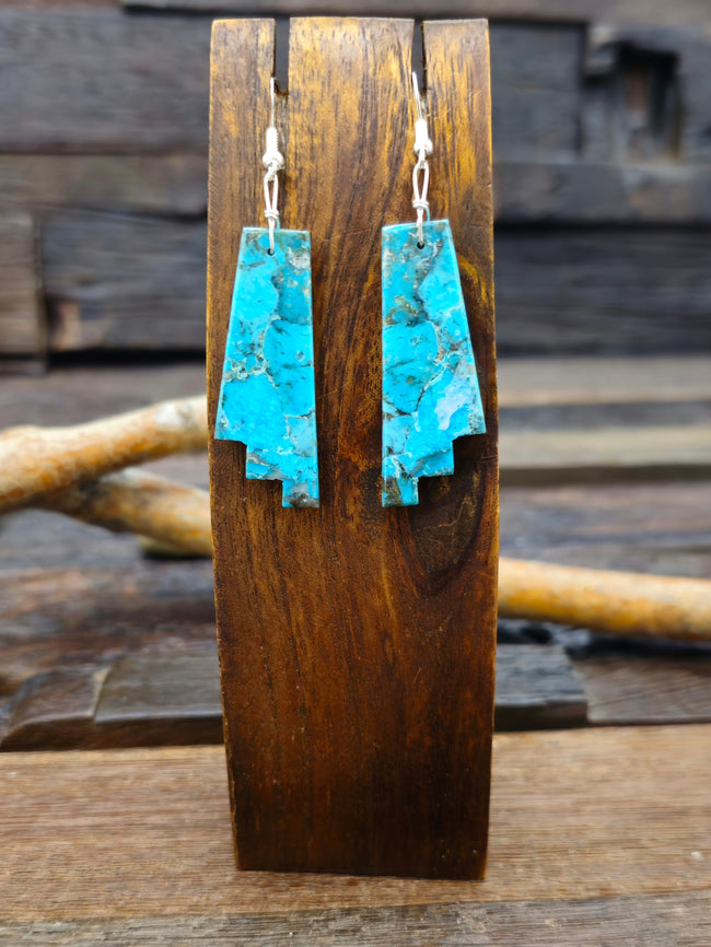 Blue Turquoise Slab Earrings by Robert Coriz