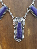 Sugilite and Sterling Silver Necklace with Flower by Brenda Jimenez - 21 in.