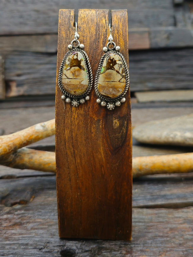 Ribbon Turquoise French Hook Earrings by Richard Jim