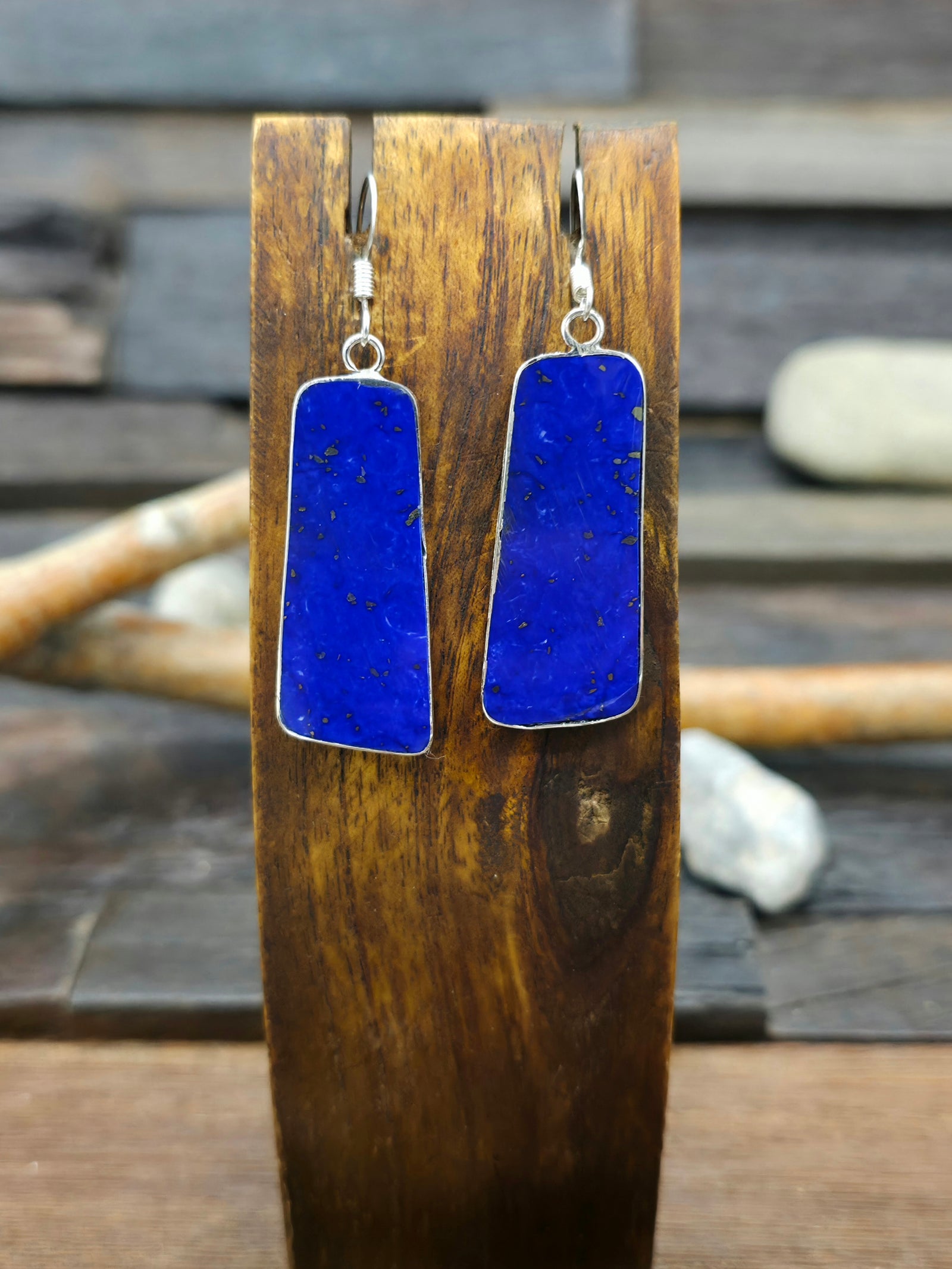 Lapis Lazuli Slab Earrings by Veronica Tortalita