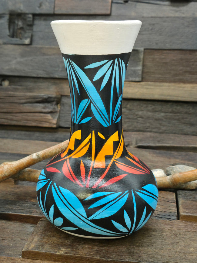 White Clay Rainbow Vase by Andy Tsosie - 7 1/2 in. by 5 in. by 5 in.