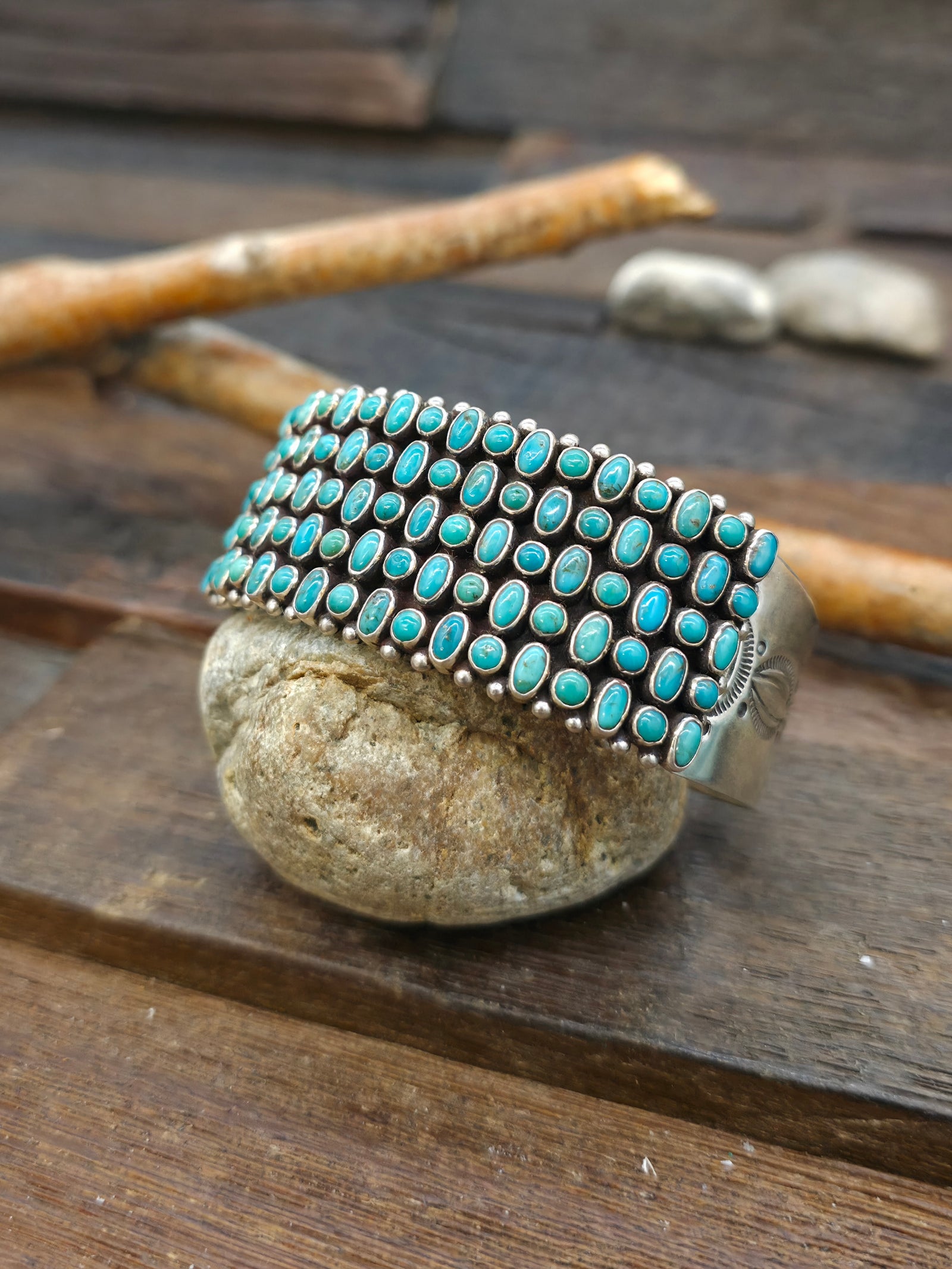Sterling Silver Turquoise Cuff by Dee Nez - 7 in. with Gap