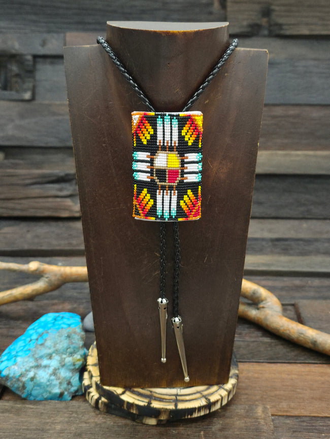 Beaded Bolo Tie by Ervin Jackson - Shield Design
