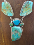 Sterling Silver Stormy Mountain Turquoise Necklace and Earring Set by Rosella Paxson - 24 in.
