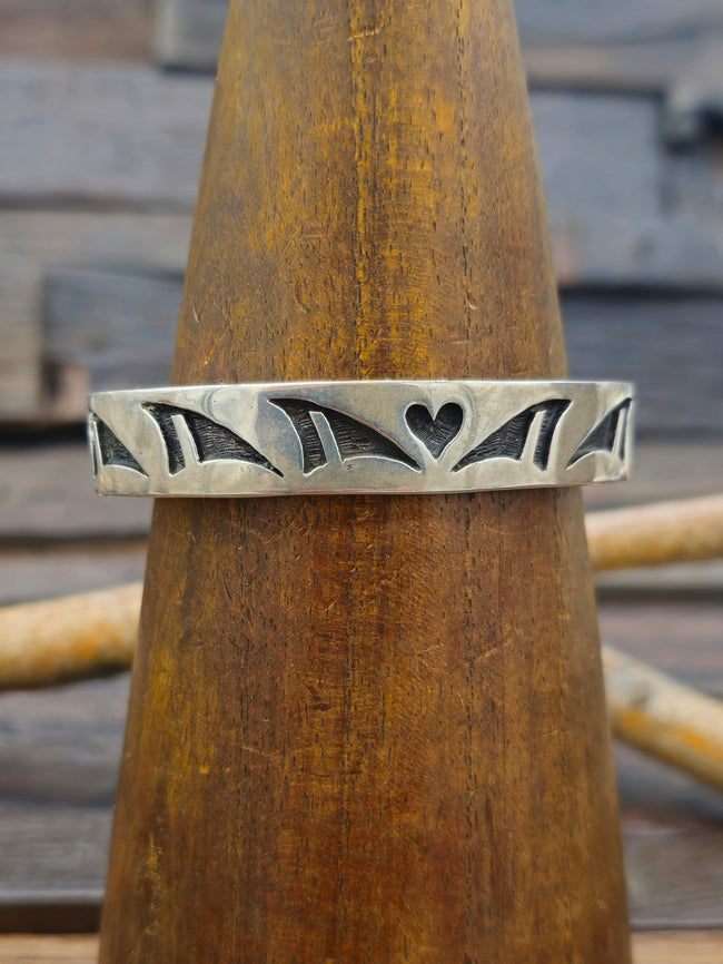 Vintage/Estate Sterling Silver Hopi Overlay Cuff - 6 3/4 in.