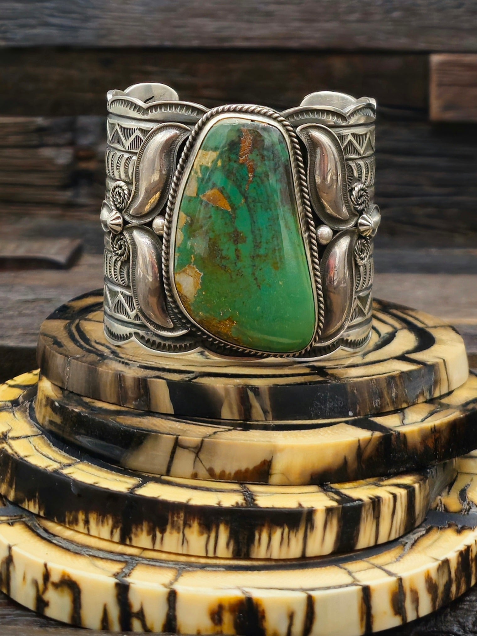 Green Turquoise Cuff Bracelet by Andy Cadman