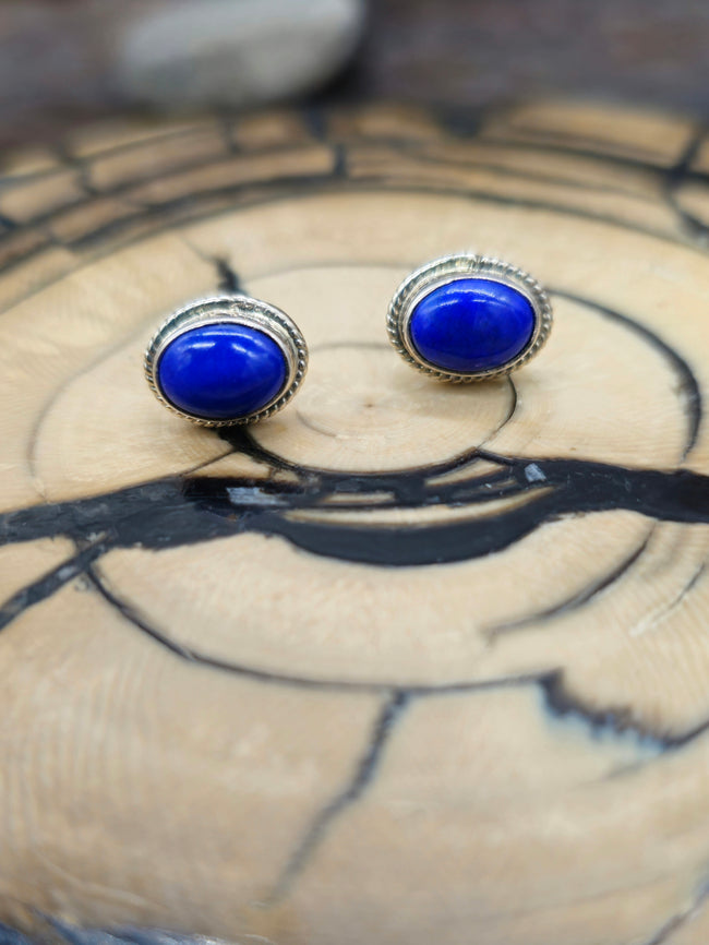 Vintage/Estate Oval Lapis Post Earrings