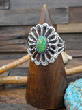 Cast Sterling Silver Emerald Valley Turquoise Bracelet by Harrison Bitsue - 6 1/4 in. with Gap