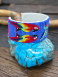 Beadwork Cuff with Parrots and Hummingbird - 7 in. with Gap