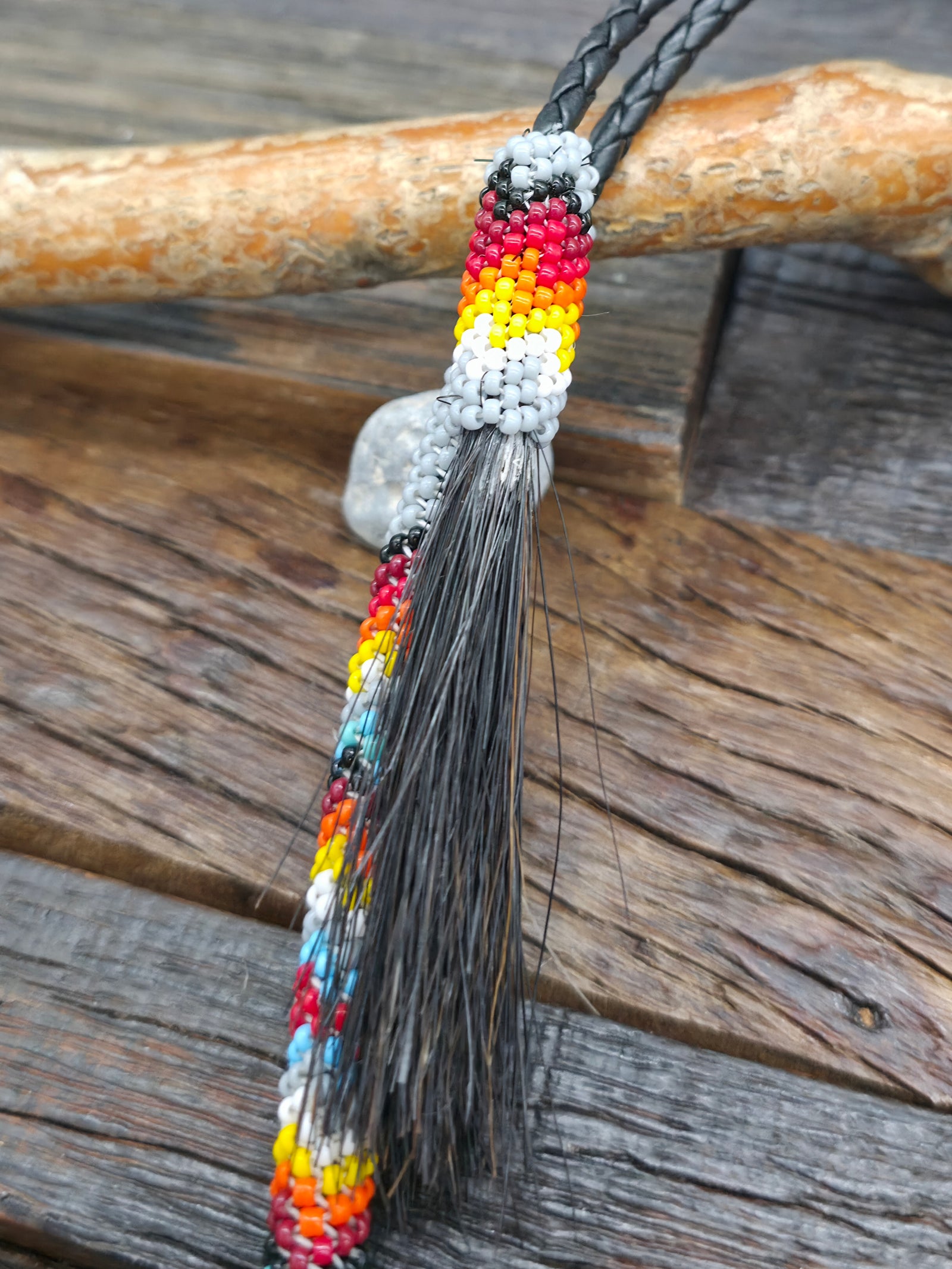 Grey Beaded Horsehair Hat Band - 40 in.