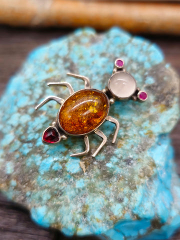 Vintage/Estate Stamped Sterling Silver Turquoise Pin/Pendant by Art Tafoya
