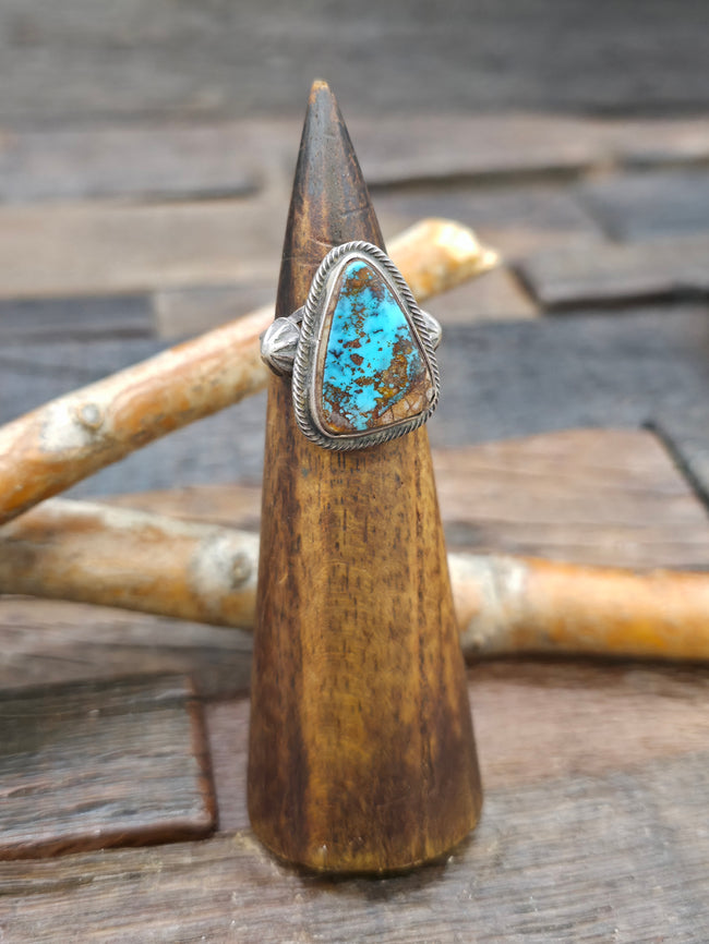 Sterling Silver Turquoise Ring with Starshots - Size 7