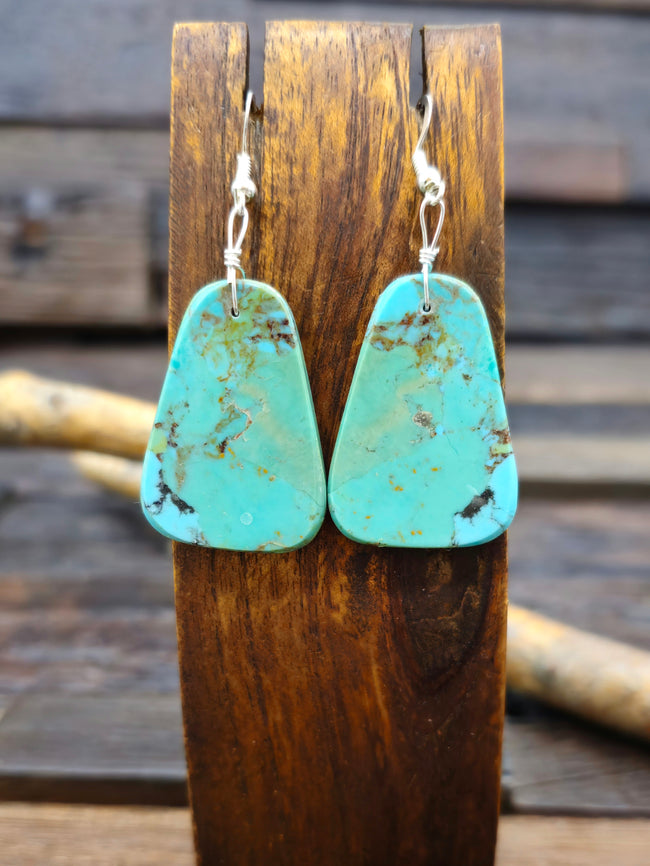 Blue Turquoise Slab Earrings by Robert Coriz