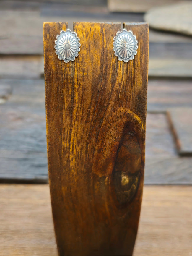 Sterling Silver Mini Oval Concha Post Earrings