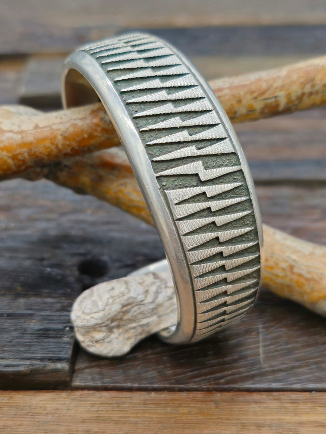 Vintage/Estate Sterling Silver Overlay Cuff by Dan Jackson - 7 in.