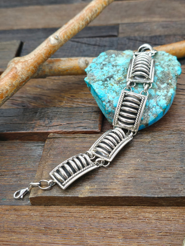 Sterling Silver Link Bracelet by Thomas Charley - 10 in.