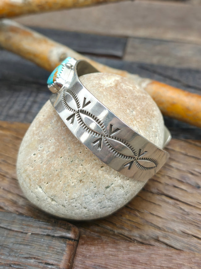 Three Stone Turquoise Sterling Silver Cuff Bracelet - 6 3/4 in. with Gap