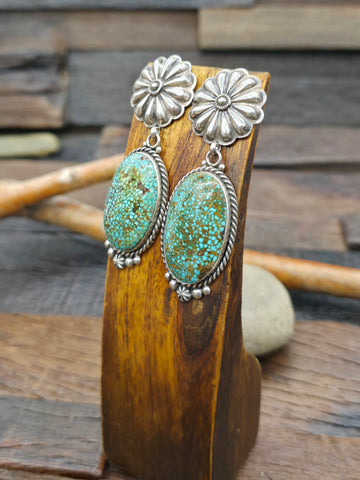 Sterling Silver Stamped Square Earrings by Vincent Platero - 2 1/2 by 1 1/2