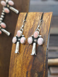Pink Conch Shell and Sterling Silver Squash Blossom Necklace and Earring Set - 24 in.