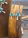 Sterling Silver Green Turquoise Squash Blossom Necklace and Earring Set - 24 in.